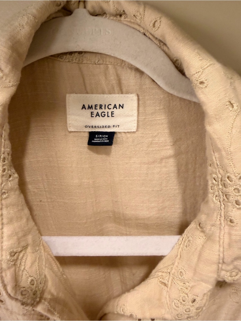 American Eagle Outfitters Cream Eyelet Button-Down Shirt - Picture 5 of 5